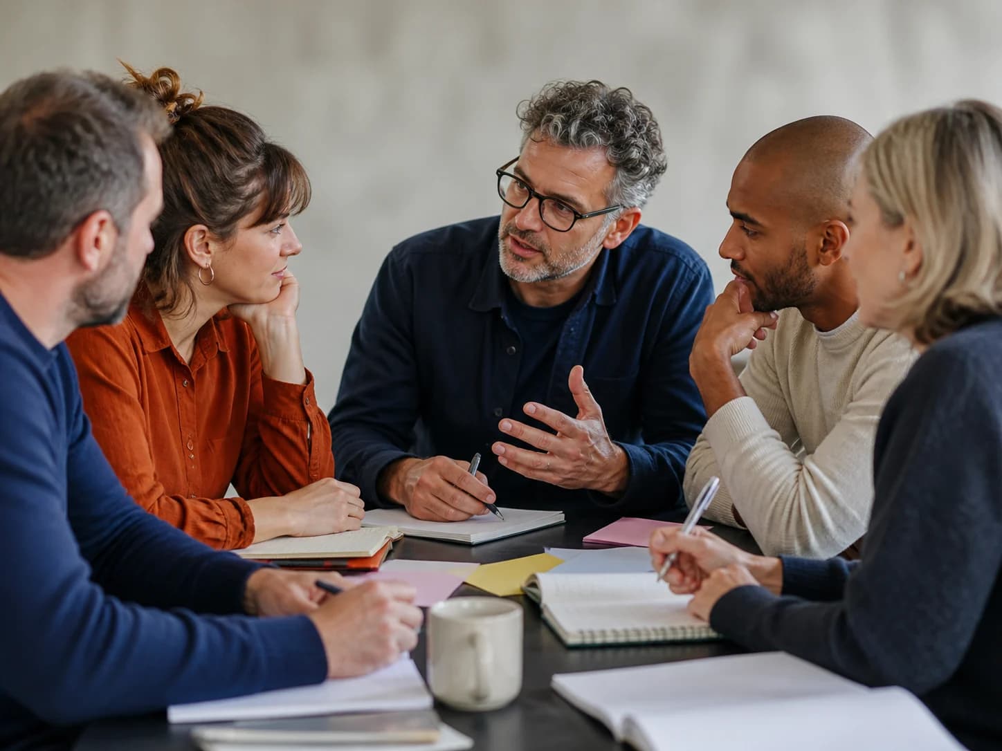 Adults taking part in a friendly collaborative training session
